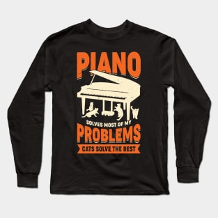 Piano Player Pianist Cat Lover Gift Long Sleeve T-Shirt